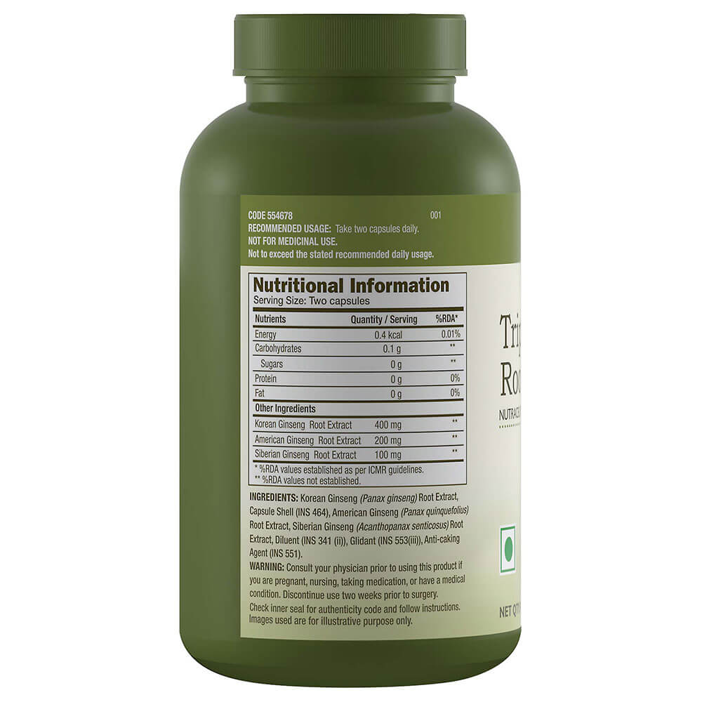 GNC Herbal Plus Triple Ginseng Root 90 Capsules - Unflavoured