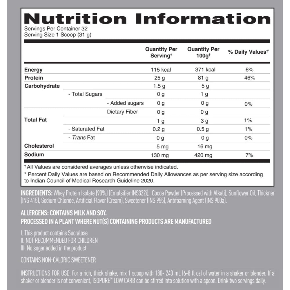 Isopure Low Carb 100% Whey Protein Isolate Powder - 1.36 Kg (3 Lb), Chocolate Penut Butter